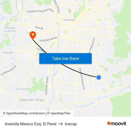 Avenida Mexico Esq. El Peral to Inacap map