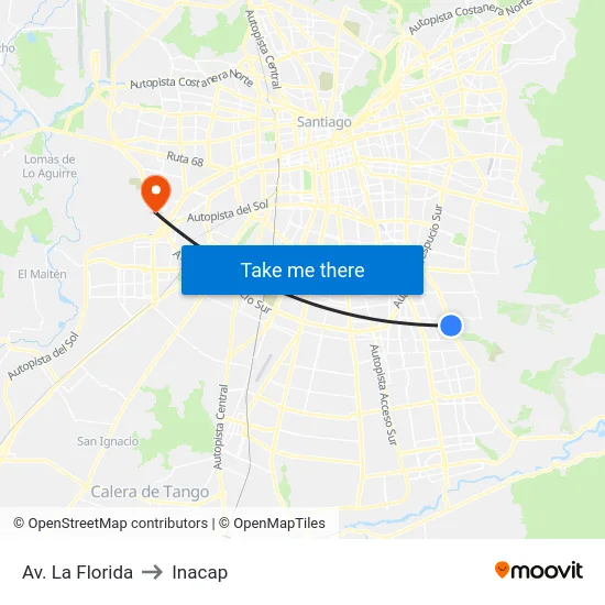 Av. La Florida to Inacap map