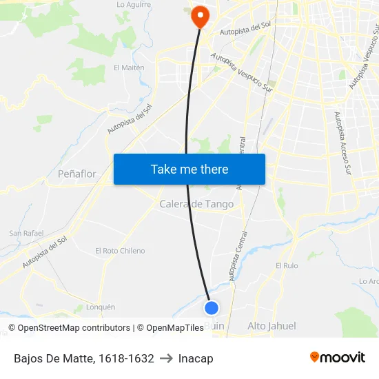 Bajos De Matte, 1618-1632 to Inacap map