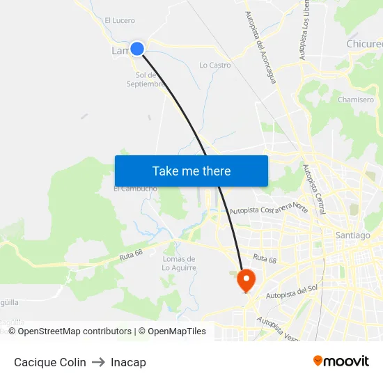 Cacique Colin to Inacap map