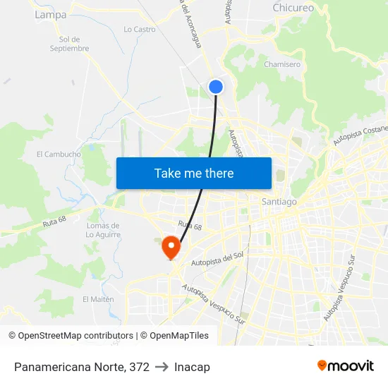 Panamericana Norte, 372 to Inacap map