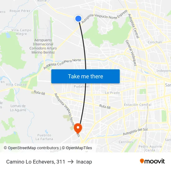 Camino Lo Echevers, 311 to Inacap map