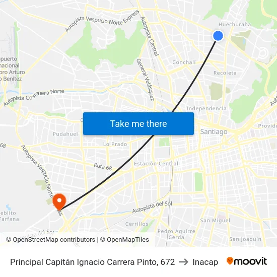 Principal Capitán Ignacio Carrera Pinto, 672 to Inacap map