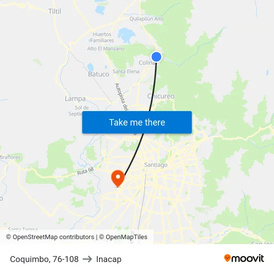Coquimbo, 76-108 to Inacap map