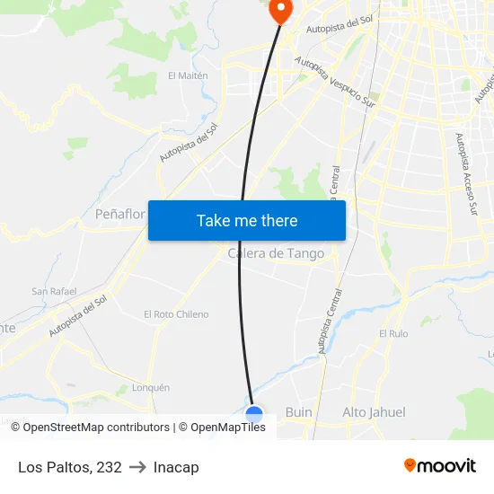 Los Paltos, 232 to Inacap map