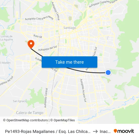 Pe1493-Rojas Magallanes / Esq. Las Chilcas Sur to Inacap map