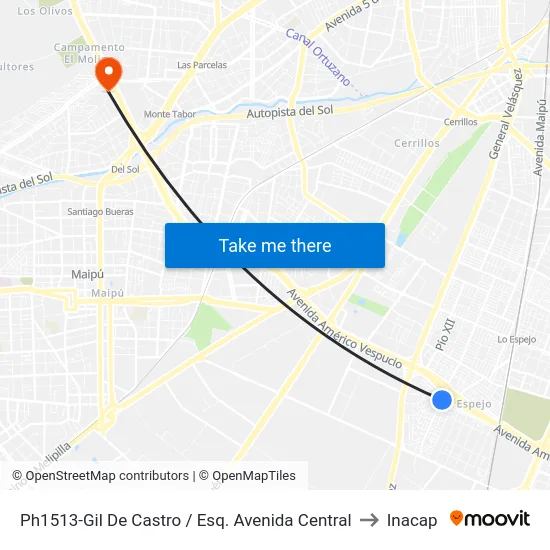 Ph1513-Gil De Castro / Esq. Avenida Central to Inacap map
