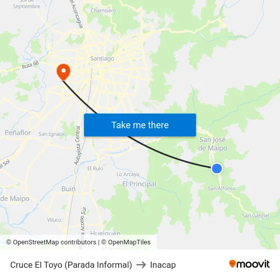 Cruce El Toyo (Parada Informal) to Inacap map
