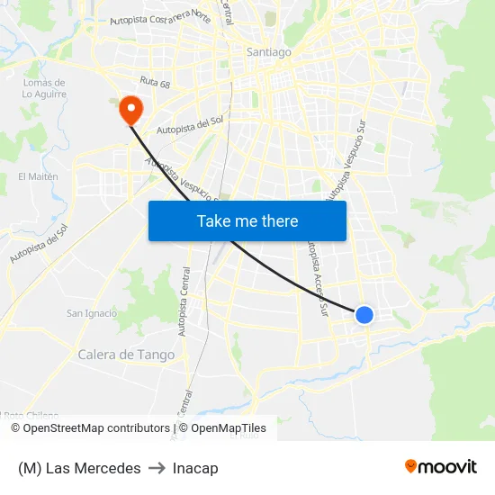 (M) Las Mercedes to Inacap map