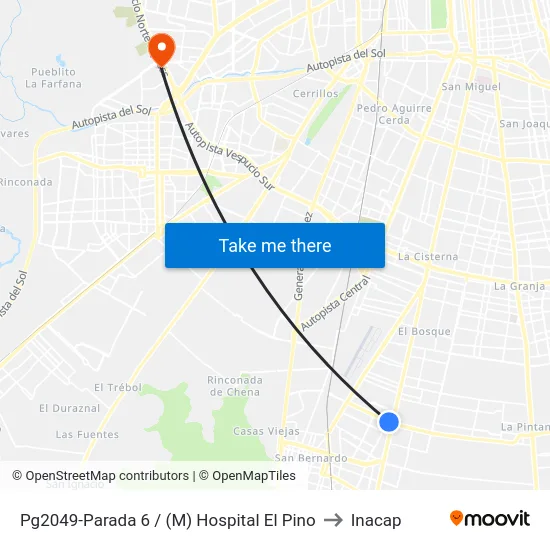 Pg2049-Parada 6 / (M) Hospital El Pino to Inacap map