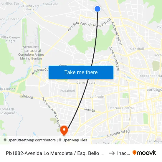 Pb1882-Avenida Lo Marcoleta / Esq. Bello Horizonte to Inacap map