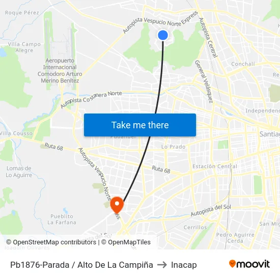 Pb1876-Parada / Alto De La Campiña to Inacap map