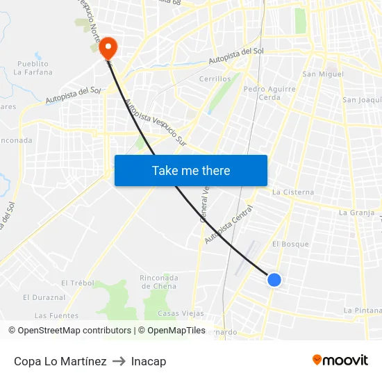 Copa Lo Martínez to Inacap map