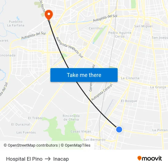 Hospital El Pino to Inacap map