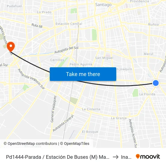 Pd1444-Parada / Estación De Buses (M) Macul -Poniente to Inacap map