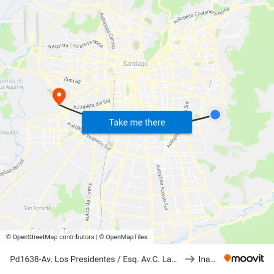 Pd1638-Av. Los Presidentes / Esq. Av.C. Las Perdices to Inacap map