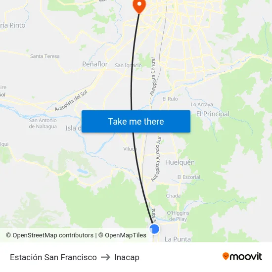 Estación San Francisco to Inacap map
