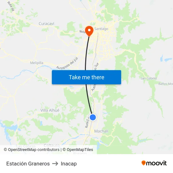 Estación Graneros to Inacap map