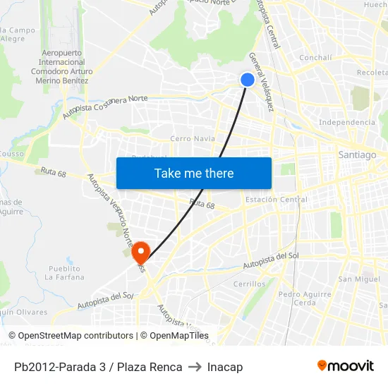 Pb2012-Parada 3 / Plaza Renca to Inacap map