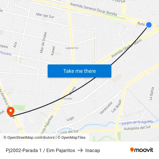 Pj2002-Parada 1 / Eim Pajaritos to Inacap map