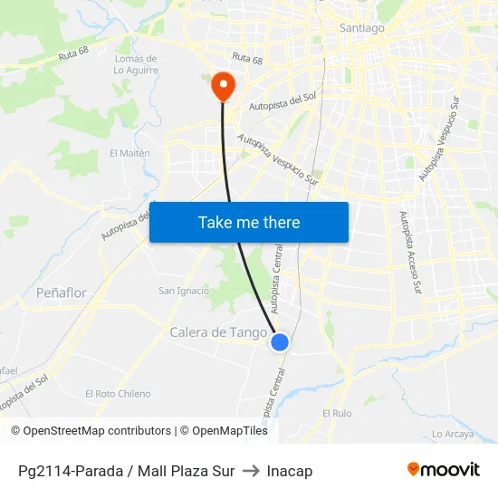 Pg2114-Parada  / Mall Plaza Sur to Inacap map