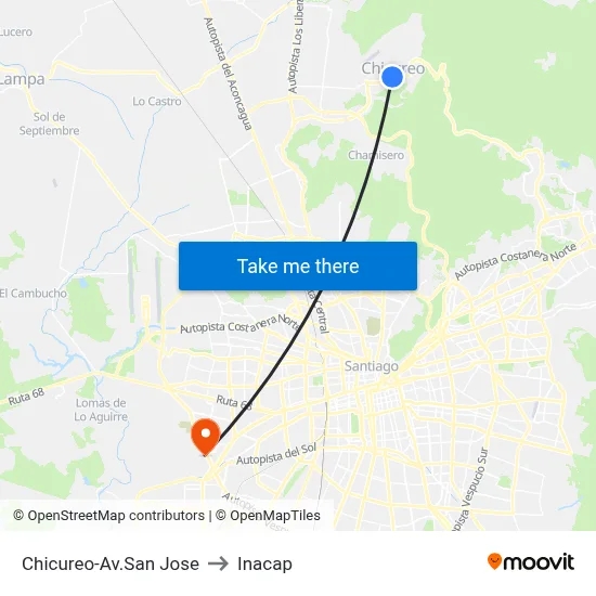 Chicureo-Av.San Jose to Inacap map
