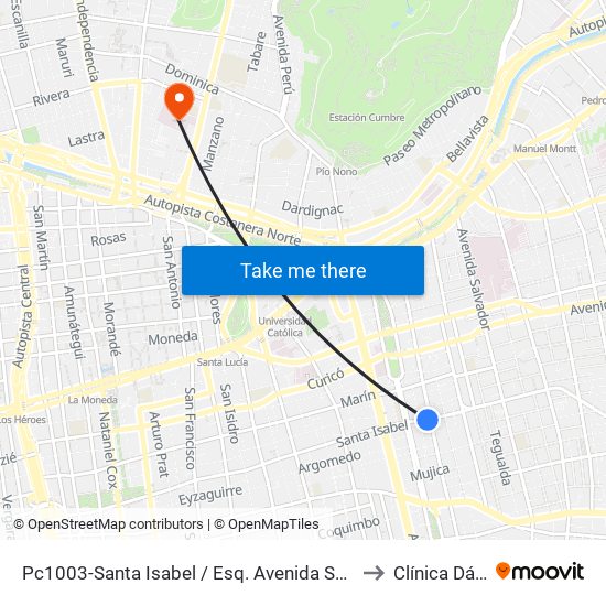 Pc1003-Santa Isabel / Esq. Avenida Seminario to Clínica Dávila map