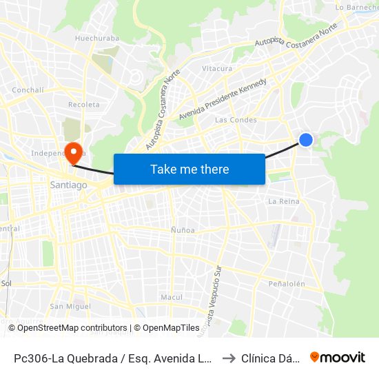 Pc306-La Quebrada / Esq. Avenida La Paz to Clínica Dávila map