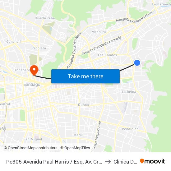 Pc305-Avenida Paul Harris / Esq. Av. Cristóbal Colón to Clínica Dávila map