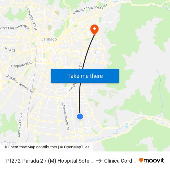 Pf272-Parada 2 / (M) Hospital Sótero Del Río to Clínica Cordillera map