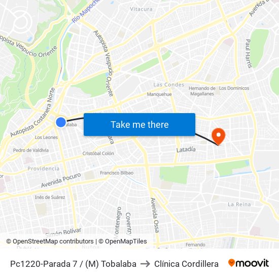 Pc1220-Parada 7 / (M) Tobalaba to Clínica Cordillera map