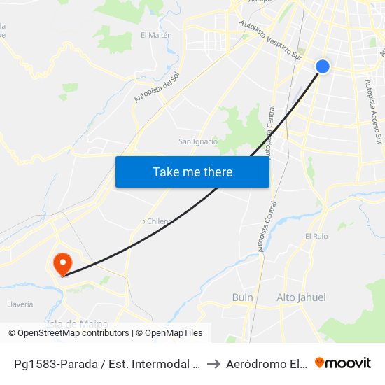 Pg1583-Parada / Est. Intermodal La Cisterna to Aeródromo El Corte map