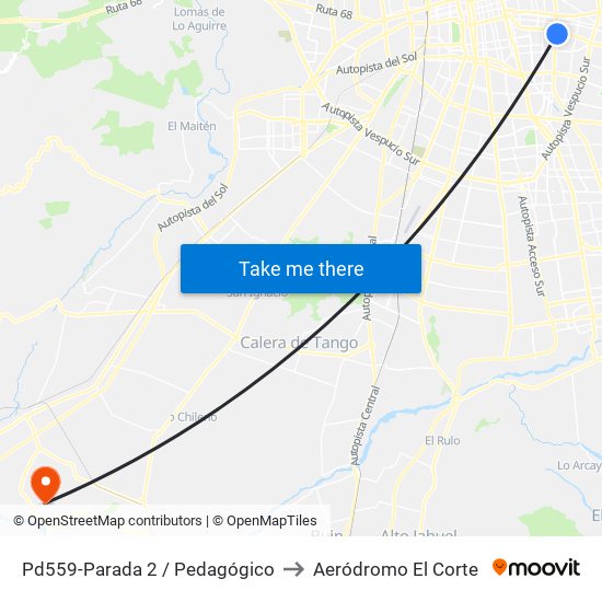 Pd559-Parada 2 / Pedagógico to Aeródromo El Corte map