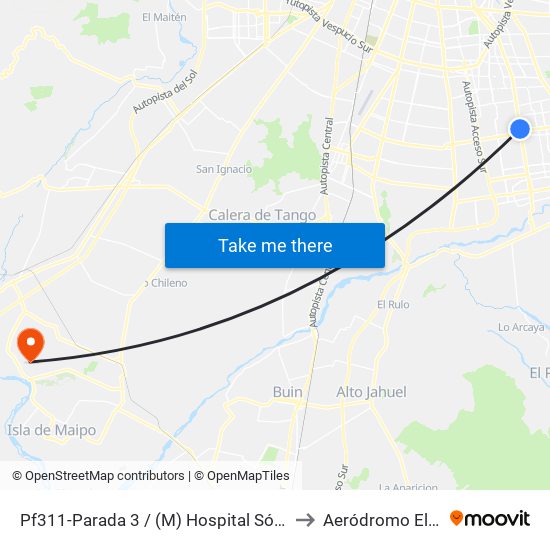 Pf311-Parada 3 / (M) Hospital Sótero Del Río to Aeródromo El Corte map