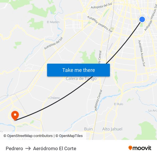 Pedrero to Aeródromo El Corte map