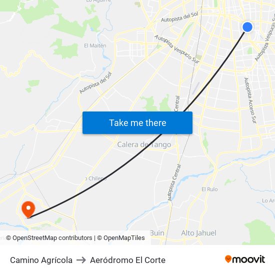 Camino Agrícola to Aeródromo El Corte map