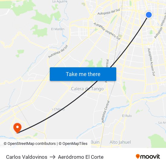 Carlos Valdovinos to Aeródromo El Corte map