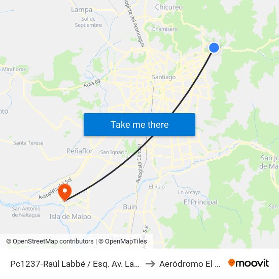 Pc1237-Raúl Labbé / Esq. Av. La Dehesa to Aeródromo El Corte map