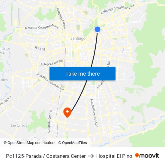 Pc1125-Parada / Costanera Center to Hospital El Pino map