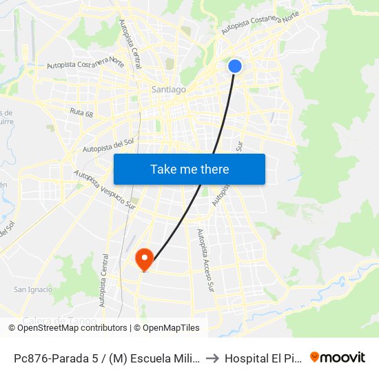 Pc876-Parada 5 / (M) Escuela Militar to Hospital El Pino map