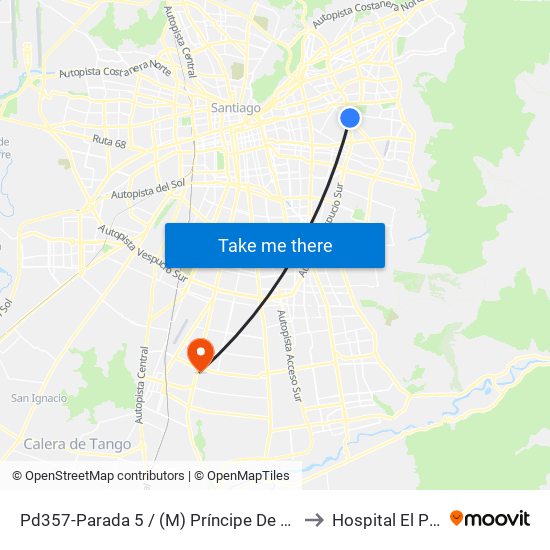 Pd357-Parada 5 / (M) Príncipe De Gales to Hospital El Pino map