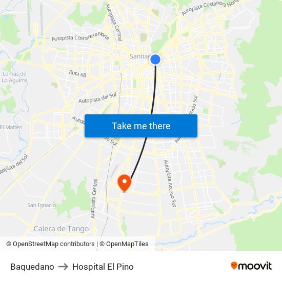 Baquedano to Hospital El Pino map