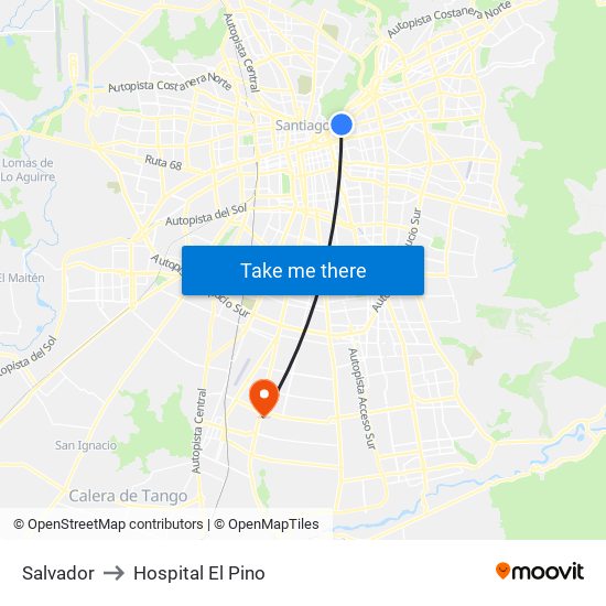 Salvador to Hospital El Pino map