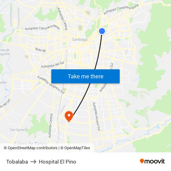 Tobalaba to Hospital El Pino map