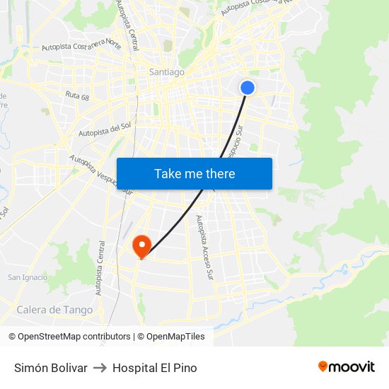 Simón Bolivar to Hospital El Pino map