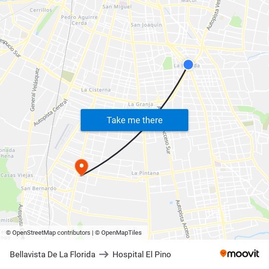 Bellavista De La Florida to Hospital El Pino map