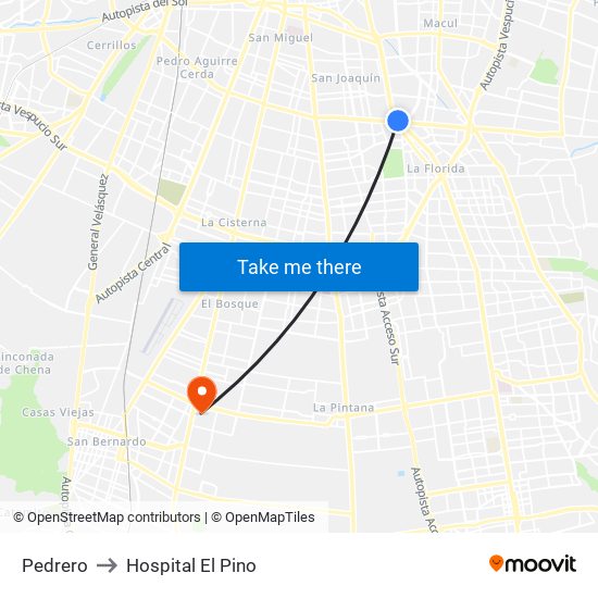 Pedrero to Hospital El Pino map