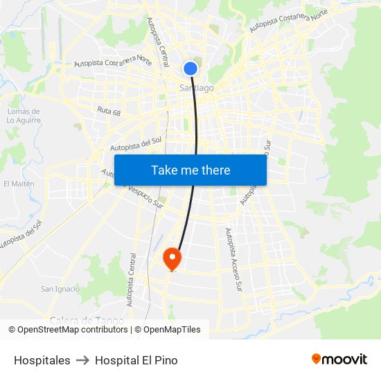 Hospitales to Hospital El Pino map