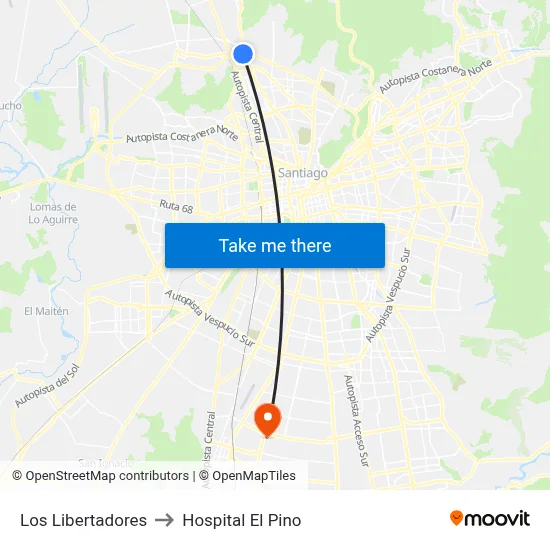 Los Libertadores to Hospital El Pino map