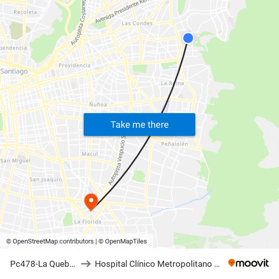 Pc478-La Quebrada / Esq. La Escuela to Hospital Clínico Metropolitano De La Florida Doctora Eloísa Díaz Insunza map